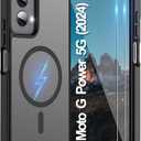 Pilaru Magnetic for Motorola Moto G Power 5G 2024 Case:(12FT Military Grade Drop Protection) Translucent Matte Slim-Shockproof Non Slip Anti-Fingerprint Hard Rugged Protective for GPower 2024 (Black)