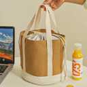 Insulated Lunch Bag with Temperature Control, Reusable Lunch Tote, Larger Capacity Lunch Organizer, Leakproof Wide-Mouth Design, Easy-Clean Fabric for Work, Picnics, Travel (Brown)