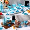 Zopeal 50 Pcs Champagne Glasses 5 oz Unbreakable Plastic Martini Glasses Disposable Wine Cups Stackable Stemmed Champagne Coupe Party Stem Cups for Valentine's Day Wedding Birthday Bar (Blue)