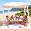 Hosuly 20 Pcs Boho Beach Cabana Picnic Set, Fringe Canopy, White