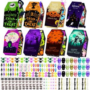 24 Pack DIY Halloween Coffin Treat Boxes  290 Pcs Party Favors with Assorted Toys, Build Your Own Spooky Goodie Bags,Halloween Candy Bags,Gift Basket Stuffers for Kids,No Candy Included