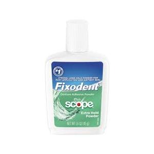 Fixodent Denture Adhesive Powder, Extra Strong, Plus Scope, Strong, Long Hold Powder, Airtight Seal, 1.6 OZ