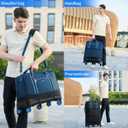 Rolling Duffle Bag with Detachable Wheels, Large Capacity Expandable Foldable Suitcase for Travel,Collapsible Luggage Carry on Duffel Overnight Weekend Bags, 49.5 x 30 x 9 cm , 50L