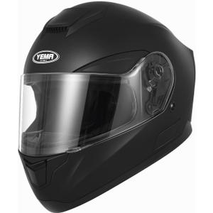 YEMA Helmet Motorcycle Full Face Helmet DOT Approved - YEMA YM-831 Motorbike Street Bike Racing Crash Helmet with Sun Visor for Adult, Men and Women - Matte Black,Small