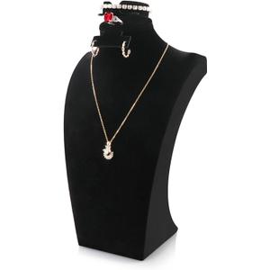 Homeanda Necklace Display Bust, Velvet Jewelry Display Stand for Vendors, Jewelry Bust Display for Necklace, Bracelets, Earrings, Rings (Black-11.8"x6.7")