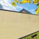 iCover 5x50ft Privacy Screen Fence, Outdoor Fencing Panels, Garden Windscreen Mesh Shade Sail Net Barrier, Fence Privacy Screen Reinforced Bindings and Brass Grommets Cable Zip Ties, Sand