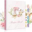 Lanpn Blank Recipe Book Cookbook for 70 Recipes, Waterproof A5 Empty Cooking Journal to Organize Your Family Recipes, Leather Cover Recipe Notebook with Stickers to Write in Your Own Recipes, Pink (Medium (5.9 x 8.7 inch))