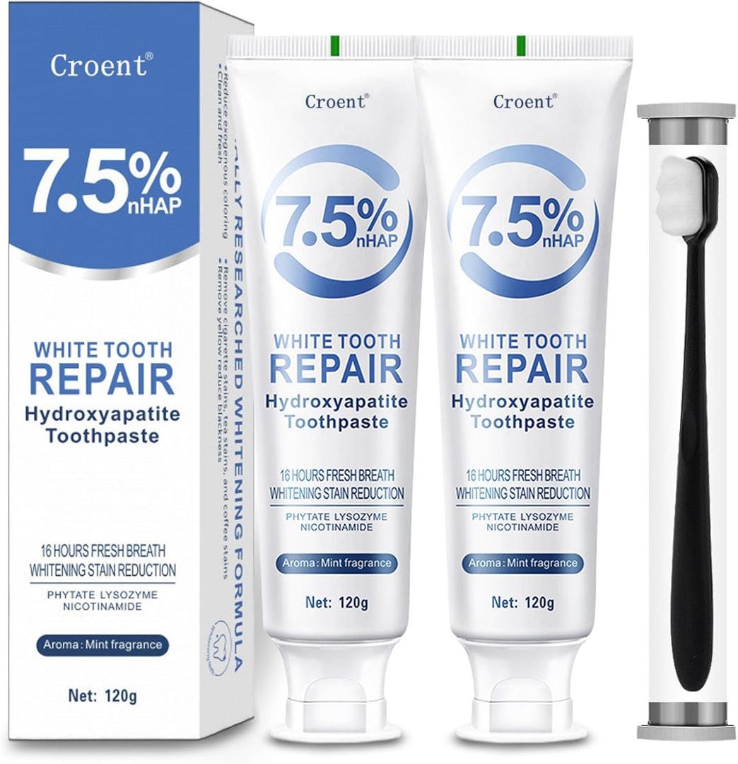 Hydroxyapatite Toothpaste 7.5, Fluoride-Free Toothpaste for Enamel Protection and Tooth Strengthening, Breath Freshening | Mild Mint | Deep Cleaning Care Toothpaste for Sensitive Teeth 4.23oz (2pcs) Hydroxyapatite Toothpaste 7.5, Fluoride-Free Toothpaste for Enamel Protection and Tooth Strengthening, Breath Freshening | Mild Mint | Deep Cleaning Care Toothpaste for Sensitive Teeth 4.23oz (2pcs)