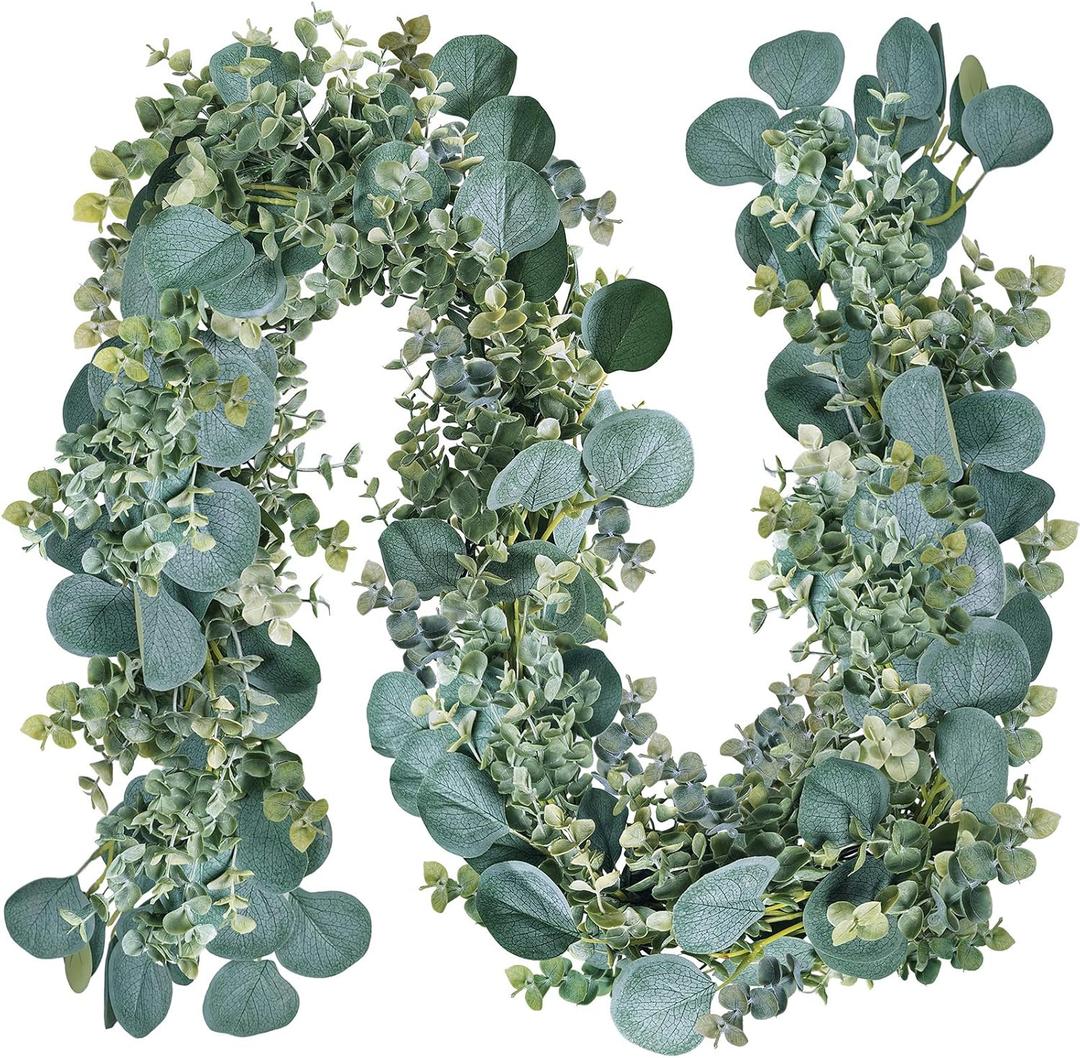 8.3' Long Faux Eucalyptus Greenery Garland - Silver Dollar Eucalyptus for Wedding Arch, Swag, Backdrop, Doorways, Mantel, Table Runner - Indoor/Outdoor