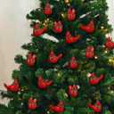 Pinkunn 100 Pcs Mini Resin Cardinal Bird Figurines Decoration Tiny Red Cardinal Bird Figurines Christmas Ornaments for Gift Xmas Miniature Garden Crafts Cake Topper Christmas Decoration