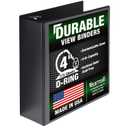 Samsill Durable 4 Inch Binder, Locking D Ring Binder, Customizable Clear View Cover, Charcoal Black, Holds 775 Pages