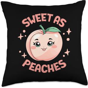 Peach Fruit Lover Peaches Throw Pillow, 18x18