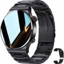 FILIEKEU Bluetooth Calls Smart Watch Men Women Heart Rate Sleep Monitor Steps IP67 Waterproof Sport Fitness Tracker 1.3''Touch Screen Fasion Black Stainless Steel Smart Watches for Android iOS