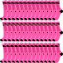 60 Pairs Breast Cancer Awareness Socks Bulk Pink Ribbon Middle Tube Football Socks for Events Youth Adult(Black,Pink)