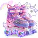 METROLLER Kids Roller Skates Girls Ages 4-6 5-8 8-12 Adjustable Toddler Roller Skates Shining Wheels Little Unicorn Sports Outdoors (Large-Youth (3-6 US), Purple)