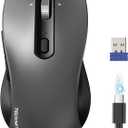 TECKNET Rechargeable Bluetooth Mouse, [ USB + BT5.0 + BT3.0 ] Wireless Mouse, Ergonomic 4-Way Scroll Wheel Computer Mice, 6-Level 4800 DPI Silent Mice, Multi-Device for Computer/Laptop/MacBook (Grey)