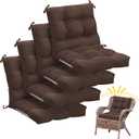 Marsui 4 Pcs Outdoor Indoor High Back Chair Cushions Patio Furniture Tufted Pillow with Ties Water-Resistant Replacement Outdoor Rocking Chair Cushions, 42 x 21 Inches (Dark Brown,Solid Color)