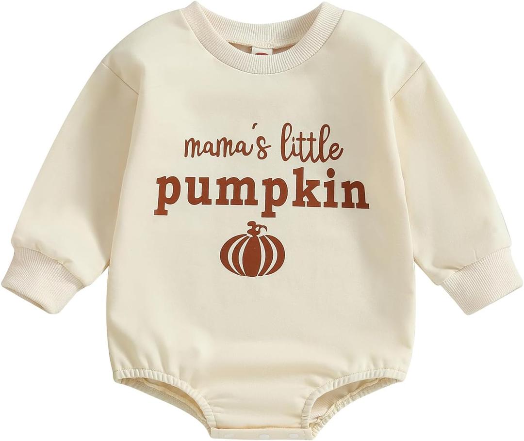 Adobabirl Baby Halloween Outfit Girl Boy Pumpkin Ghost Sweatshirt Romper Oversized Sweater Jumpsuit Cute Fall Winter Clothes (0-3 Months)