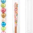 45 PCS Clear Pretzel Rod Boxes 1x1x8 Inches Gumball Tubes Box for 8, Individual Treat Box Transparent Plastic Candy Party Favor Boxes