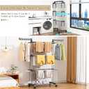 Upgraded 4-Tier Clothes Drying Rack, Drying Rack Clothing with Wheels, 19.68"D x 29.92"W x 67.70"H