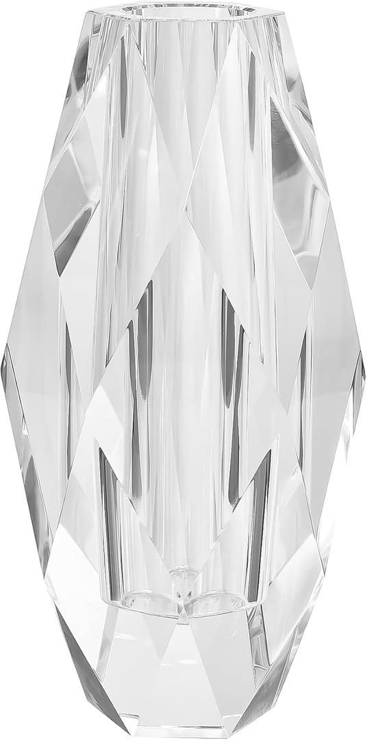 Kitcom Crystal Vase for Flowers 12", Multi-Faceted Design Vase Christmas Decorations for Home Wedding or Gift, Transparent Color with Gift Box