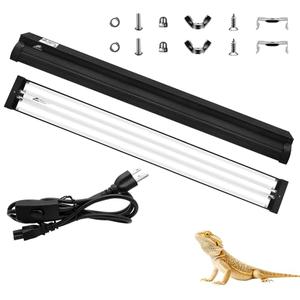 JHGKEGKE T8 UVB Reptile Light Fixture HO UVB Bulb Lighting Combo Kit, 10.0 UVB Light for Reptiles Terrarium Hood UVA UVB Desert Lamp for Bearded Dragon Turtle Tank (T8 20W 24Inch)