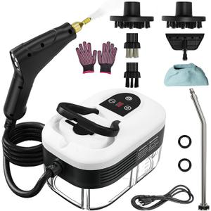 Portable Steam Cleaner, 2500W Pressurized Handheld Steam Cleaner with 1.2L Water Tank, 6 Levels Steam Output, 15s Fast Heating Steamer for Cleaning Home Furniture, Bathroom, Car Detailing (White)