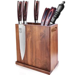 XYJ Magnetic Knife Block, Dual-Sided Strong Magnets, Acacia Wood Extra Large Stable Countertop Design, Kitchen Cutlery Display Stand without Knives
