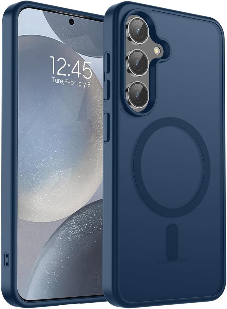 SUPFINE Magnetic for Samsung Galaxy S24 Case / S25 Case (Compatible with MagSafe) (Military Grade Drop Protection) Slim Translucent Shockproof Phone Case,Sapphire Blue