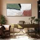 Framed Canvas Print Paintings Wall Art Abstract Olive Green And Beige Geometric Illustrations Line Artwork Modern Art Decorative for Living Room, Bedroom, Office 24x48 In