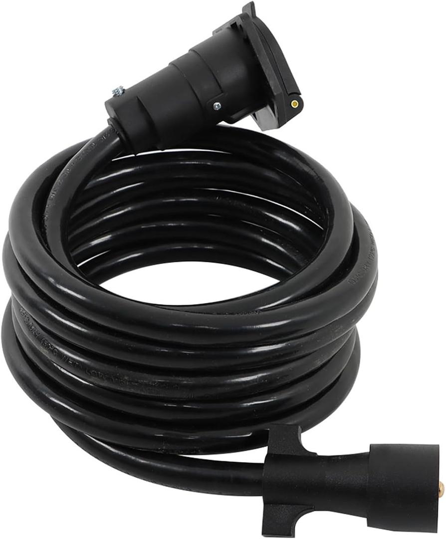 labwork 12 Feet 7 Pin Trailer Extension 7 Blade Trailer Plug Extension Double Prongs Connector for Truck Camper Blade Molded RV Cable Wire