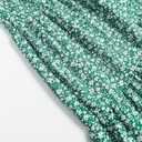 Women's Boho Floral Tiered Midi Skirt Elastic Waisted Pleated A-line Casual Summer Long Skirt (Green)