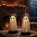 Halloween Decorations Indoor - 2 Pack Light Up Ghost Decor, Glowing Cute Ghost for Home, Tabletop, Mantel, Kitchen Party - Halloween Decor & Holiday Lights (Warm White)