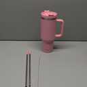 Skywerc 40 oz Tumbler with Handle and Straw, 2 in 1 Lid, Vacuum Insulated Stainless Steel Double Wall Water Bottle Travel Mug - Holiday Gifts for Women Men - Pink
