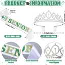 Janinka 6 Pcs Senior Sash 2026 Graduation Satin Sash with Glitter Letter Silver Crown Tiaras Cheer 2026 Gifts for Graduation Party Cheerleader Prom Photos Celebration(Green)