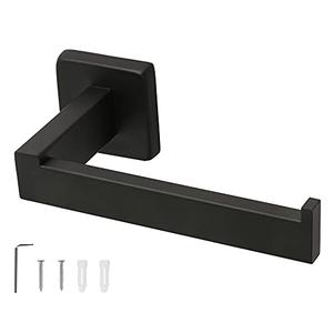 TocTen Toilet Paper Holder-Bathroom Tissue Holder Fit Big Roll Paper, Made of Thicken SUS 304 Stainless Steel, Square Paper Roll Holder Wall Mount Suitable for Bathroom, Kitchen, Office (Black, 6.5)