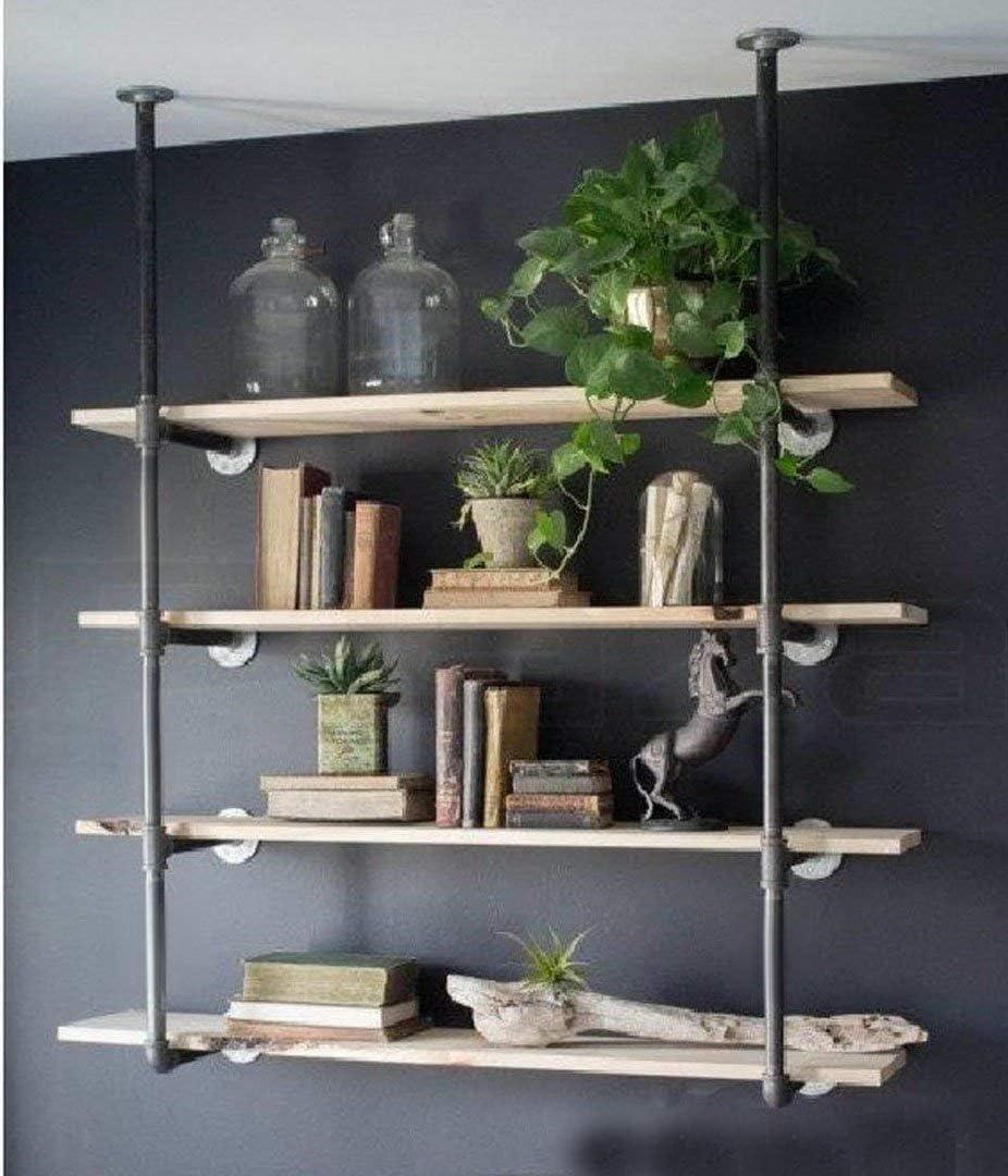 Industrial Retro Wall Mount Iron Pipe Shelf Hung Bracket Diy Storage Shelving Bookshelf (2 pcs)