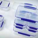 Sistema KLIP IT Food Storage Container, 7 Piece, Airtight & Stackable, BPA-Free, Clear with Blue Clips