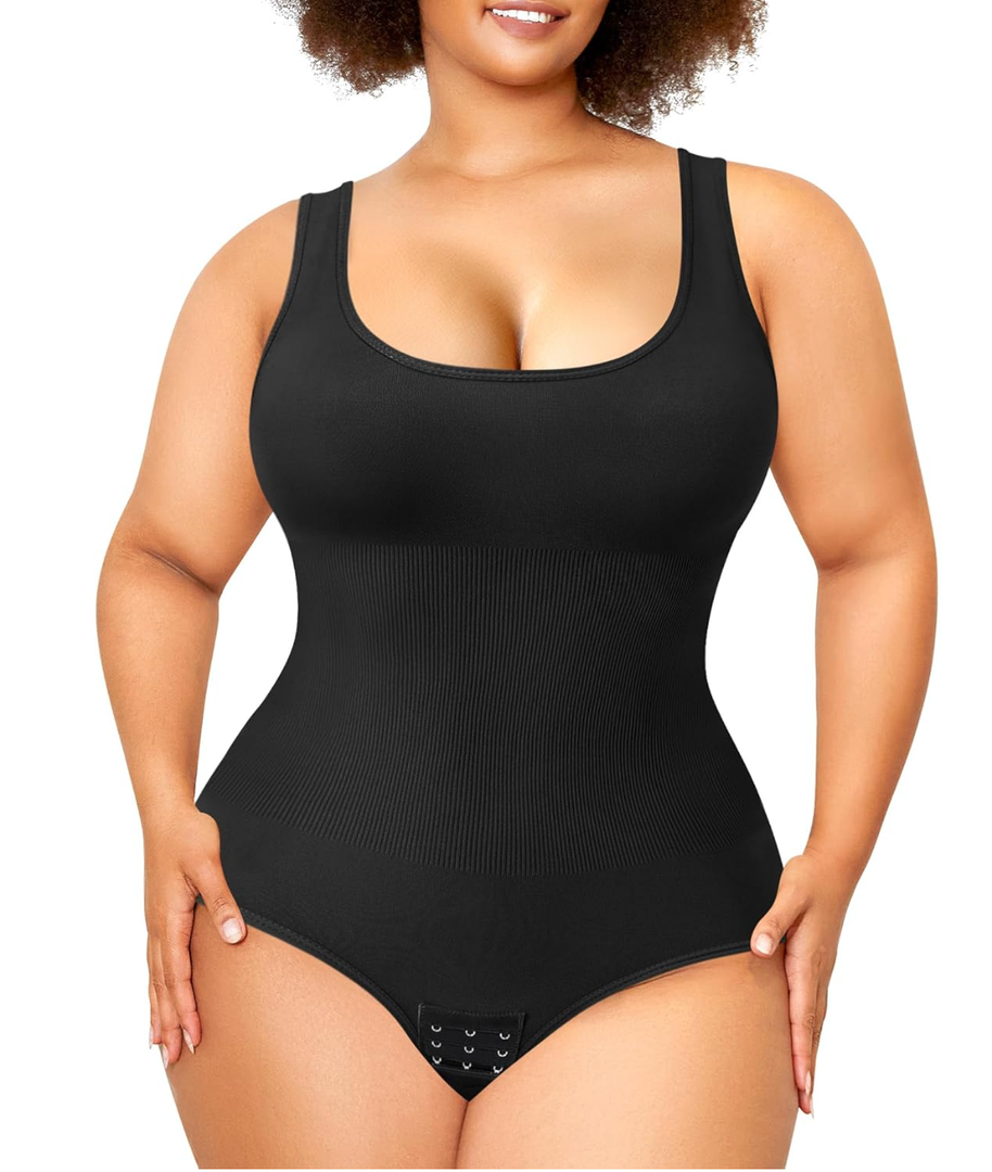 Nebility Plus Size Bodysuit Shapewear Tummy Control Body Shaper for Women Seamless Body Suit Sleeveless Going Out Tops, 3XL