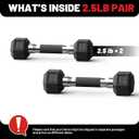 2 x PAPABABE Hex Dumbbell Set with Rubber Grip 2.5-125lb, Odorless Rubber Coated Weight Fixed Dumbbells Set of 2/Single, Weights for Women at Home, Hand Weights for Home Gym & Strength Training,Pesas Para Ejercicios