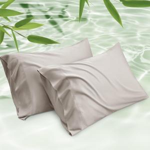 Bedsure Cooling Pillow Cases Queen Size Set of 2, Rayon Derived from Bamboo Cooling Pillowcases for Hot Sleepers, Cool Pillow Covers with Envelope Closure for Women, Men, Linen, 20x30 Inches
