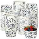 LemonRoad 50 Pcs 8 oz Blueberry Baby Shower Decoration Ice Cream Cups Disposable Paper Treat Snack Cups Summer Ice Cream Bowls Fruit Paper Bowls Dessert Cup for Hot Cold Food Birthday Party Supplies