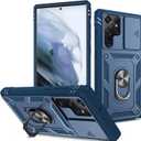 Fetrim Case for Galaxy S22 Ultra, Camera Cover Phone Case with Rotation Ring Stand for Samsung Galaxy S22 Ultra - Blue