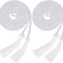 Yaomiao 2 Pieces Graduation Cords Polyester Yarn 2025 Honor Cord with Tassel for Graduation Students(White)