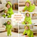 LiuSuper Unisex-Baby Animal Flannel Hooded Romper for Infants Toddlers 0-4T Halloween Winter Jumpsuit for Boys Girls (Green)