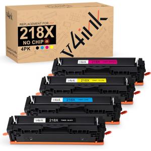 v4ink 218X Toner Cartridges 4 Pack (No Chip) Compatible Replacement for HP 218X 218A High-Yield W2180X W2181X W2182X W2183X Works with Color Pro 3201 MFP 3301 Series 3301cdw 3301fdw 3301sdw 3201dw