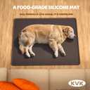 KVK Extra Extra Large Silicone Dog Food Mat 39.443.3in and 128oz Silicone Bag Set, Super Size Waterproof Pet Feeding Mat & Container, Non-Slip, Chew-Resistant Floor Protection (Dark Grey&Clear)