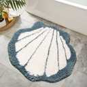 Cute Blue Shell Bath mat Super Soft and Absorbent Microfiber Plush Non-Slip Bathroom Rugs,Bath Rugs for Bathroom Door Mat 19.3x22 Inches