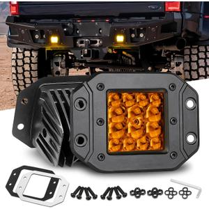 Flush Mount LED Pods Amber, Nirider 2PCS 84W Bumper Light 5 Inch Spot Beam Driving Light Amber Fog Lights LED Light Bar Flush Work Light Off Road Lights for Truck SUV ATV UTV Boat