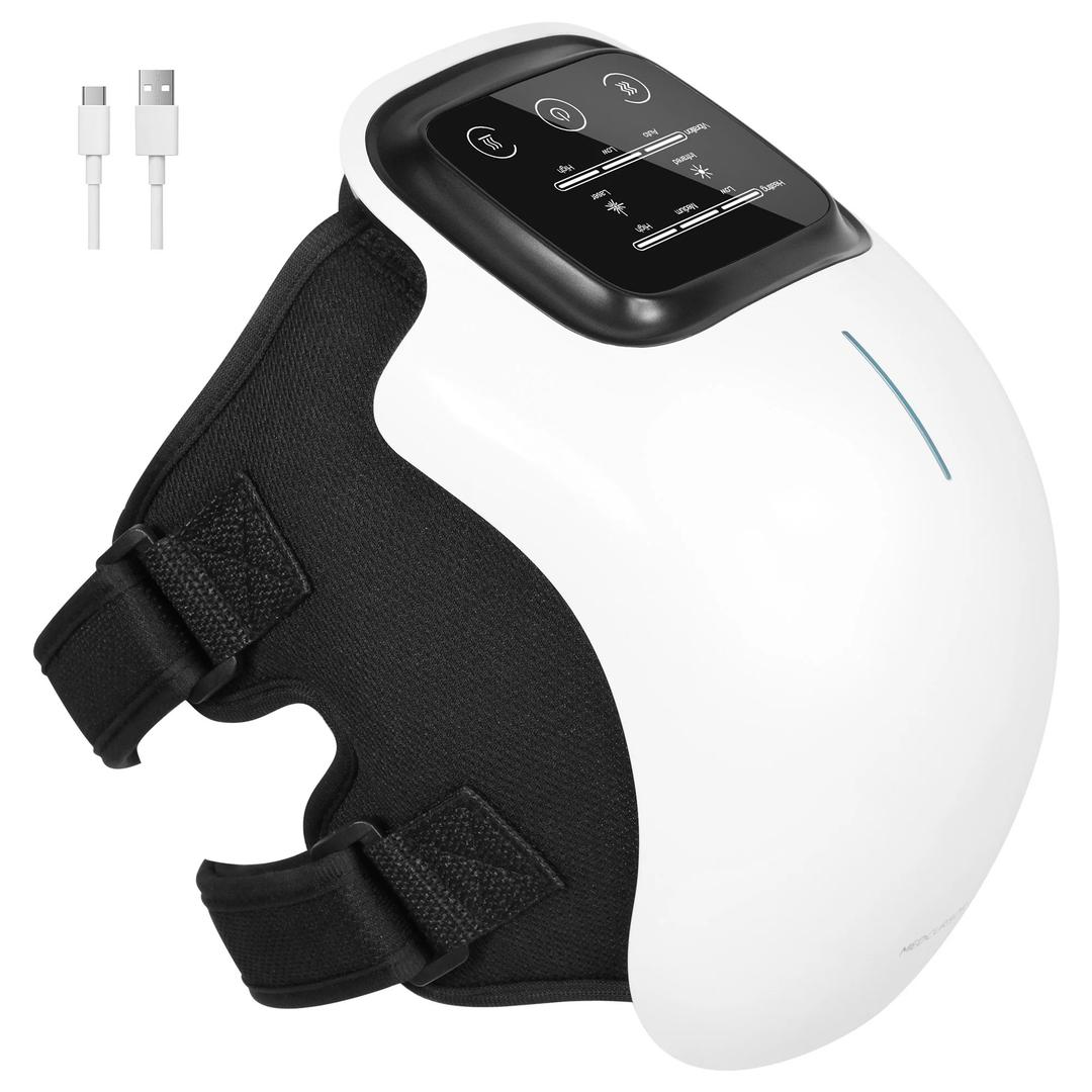 Medcursor Knee Massager with Heat, Cordless Heated Knee Massage for Pain Relief with 3 Heating Levels, 3 Vibration Modes, LED Screen, Adjustable Straps, Gift for Men and Women